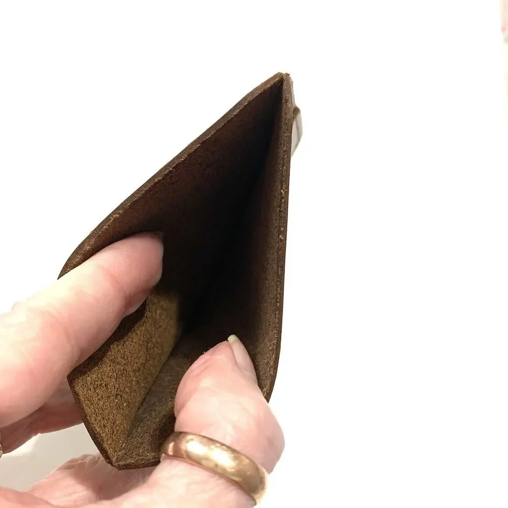 Howl + Hide Brown Leather Multi-Slot Card Wallet Made in USA Indy 24 Gold Logo